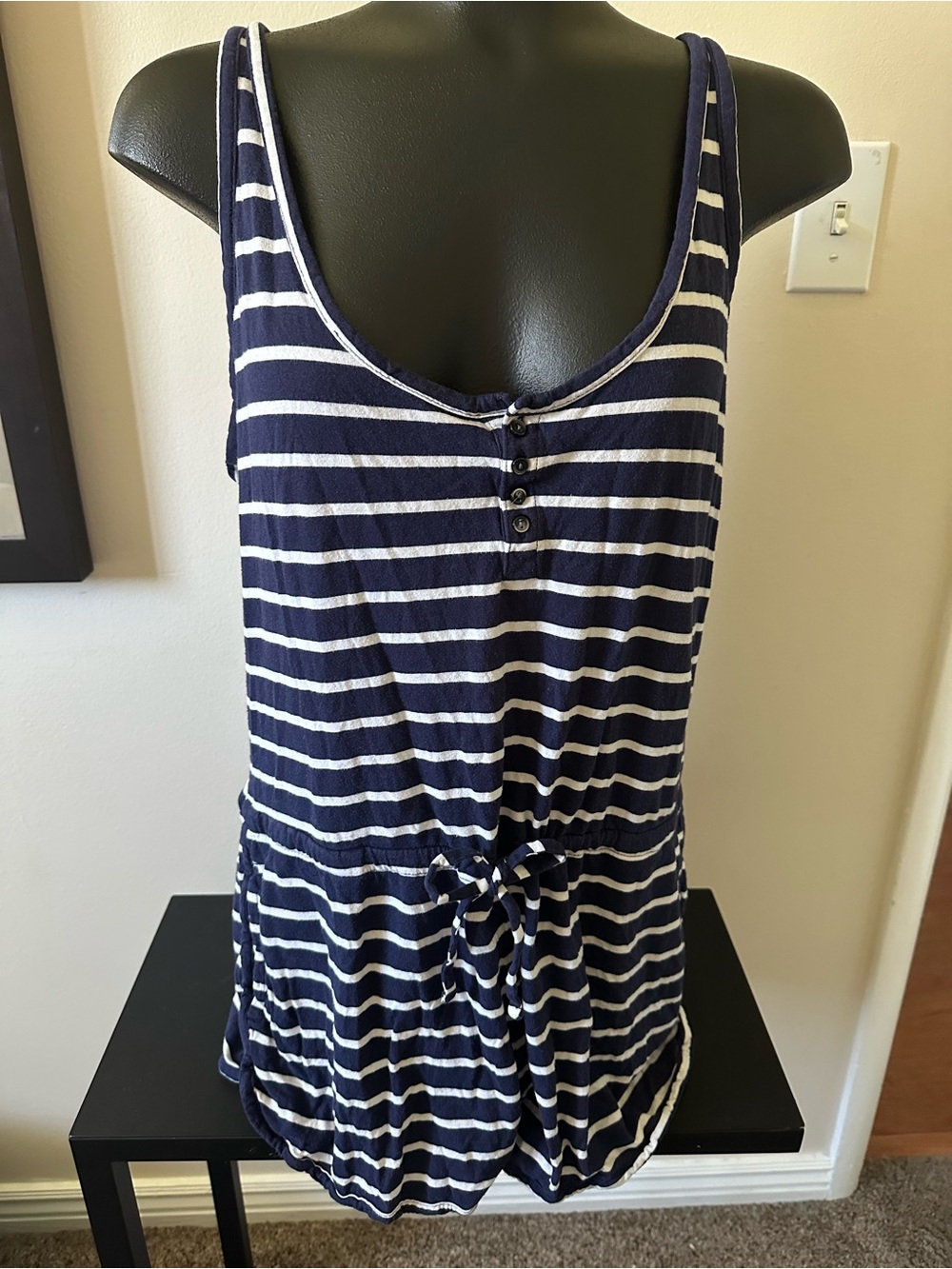 GAP Maternity Blue and White Striped Romper